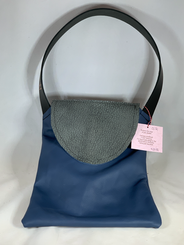 0071 iPad/Tote Bag - Leather blue & gray Neccessey Collection